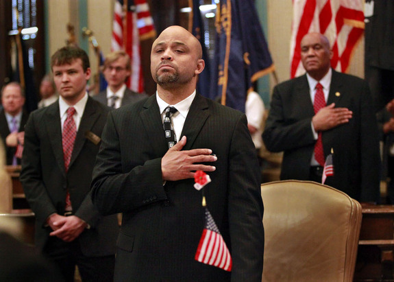 Senator Morris Hood during the Michigan Senate's annual Memorial Day service.