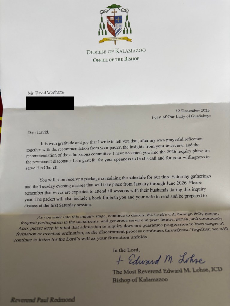 The December '25 Letter from Bishop Lohse